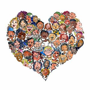 heart with people in it illustration by Frits Ahlefeldt